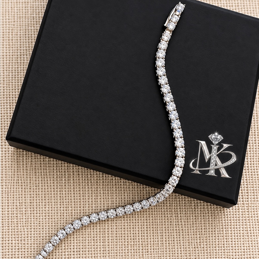 925 Sterling Silver 6.00CTW MOISSANITE Ladies Tennis Bracelet Size 6.5”